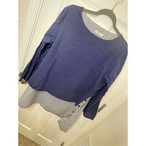 Yuzao lined layered blouse XXL blue with blue checkered